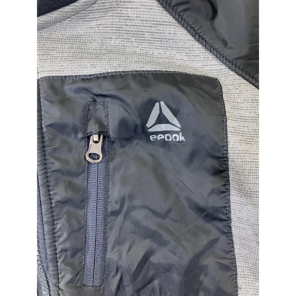Kids Reebok Bomber‎ Jacket Gray Black Full Zip Athletic Track Jacket L 14 16